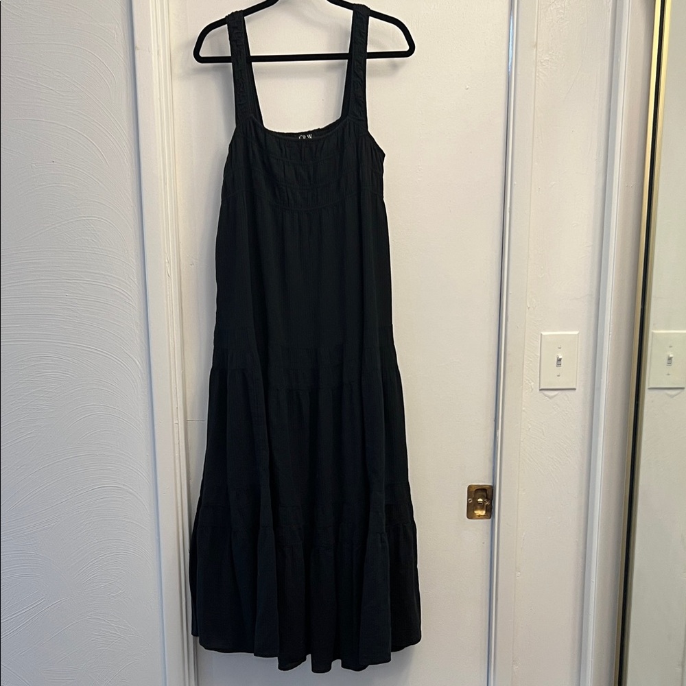 J. Crew Black Sleeveless Tiered Maxi Dress